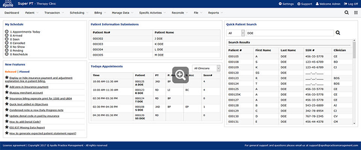 Apollo physical therapy management software